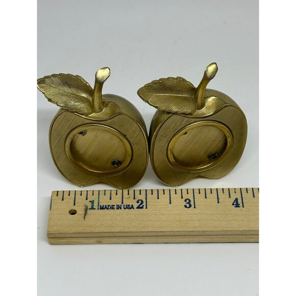 VTG MCM Ted Arnold Solid Brass Apple Photo Frame Pair – 4"x3" MCM Desk Décor 60s - Picture 5 of 6
